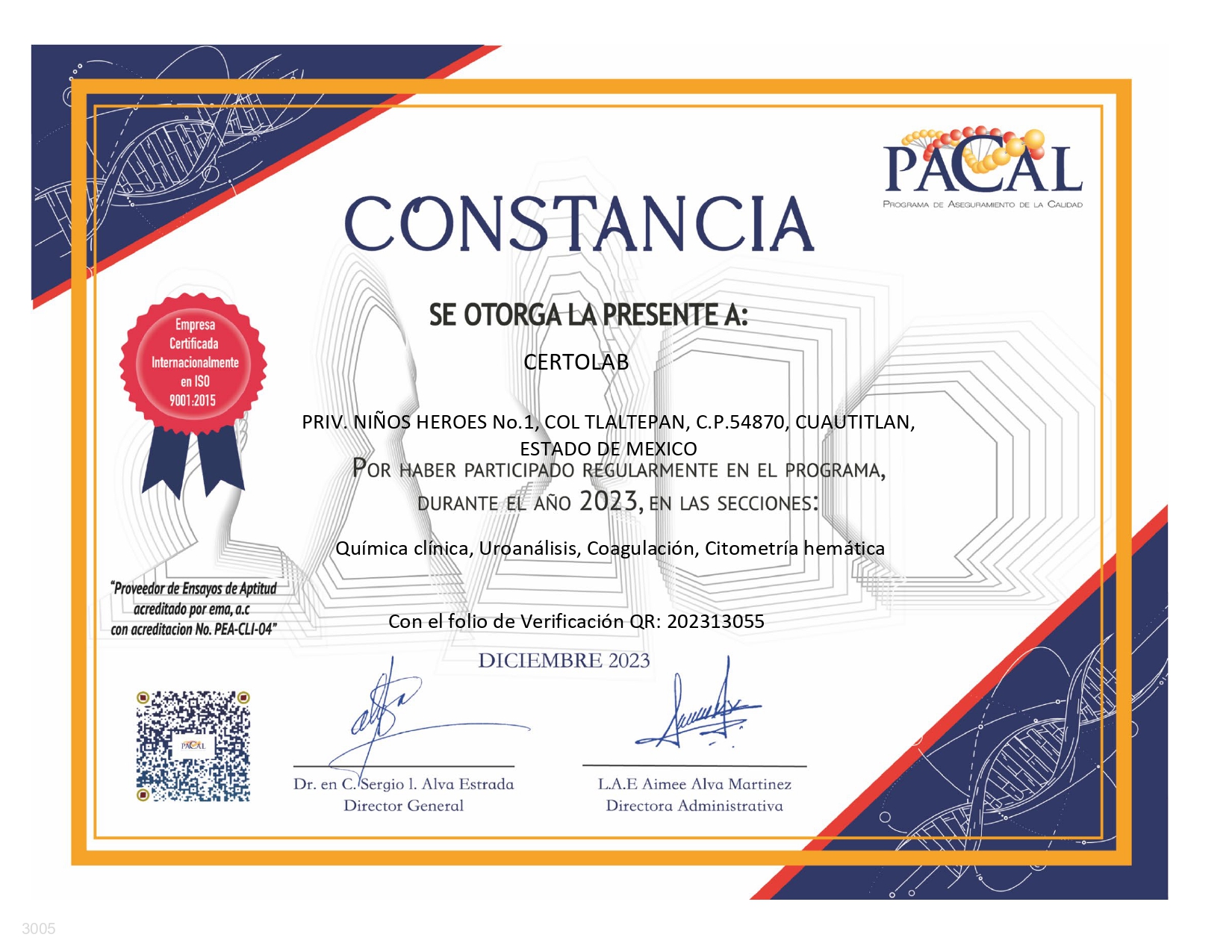 certificado constancia